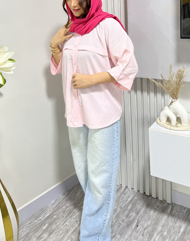 شومیز پیش پیلهدار شیک و خاص با جنس ینزی درجه یک