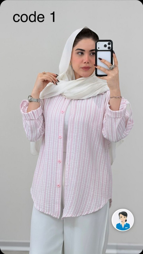 شومیز پشت دکمه جنس لینن ژاکارد درجه یک