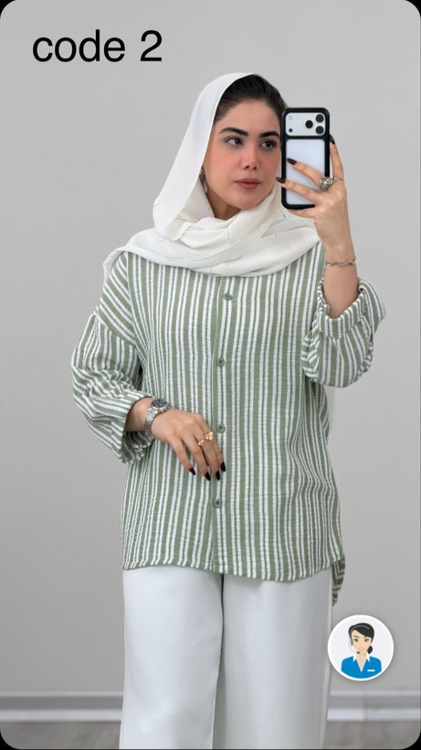 شومیز پشت دکمه جنس لینن ژاکارد درجه یک