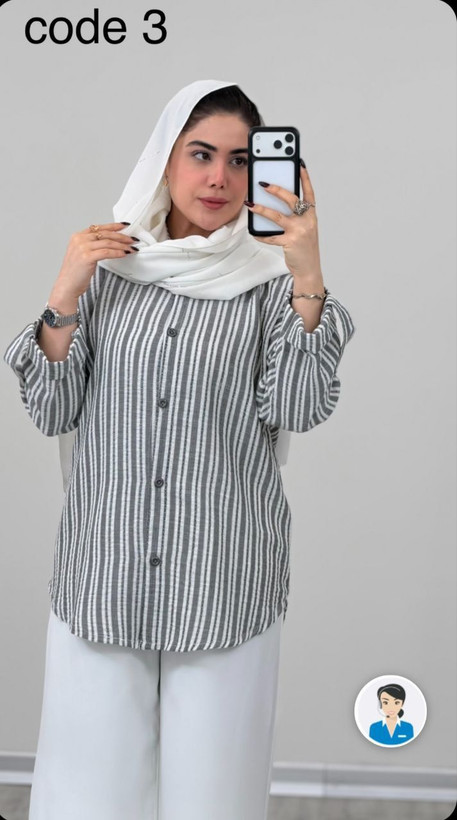شومیز پشت دکمه جنس لینن ژاکارد درجه یک