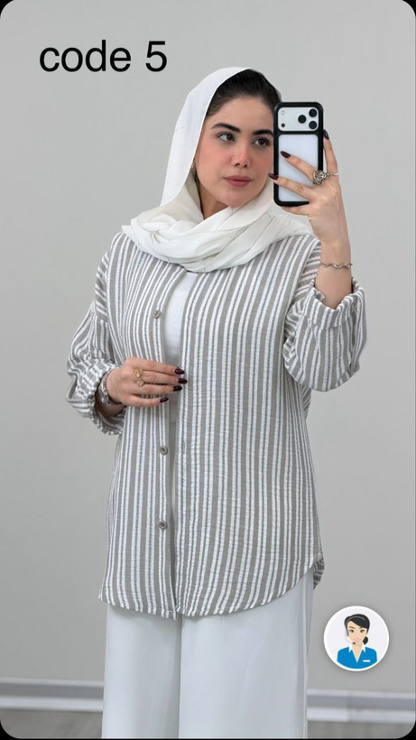 شومیز پشت دکمه جنس لینن ژاکارد درجه یک