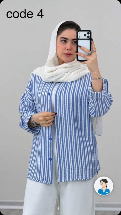 شومیز پشت دکمه جنس لینن ژاکارد درجه یک