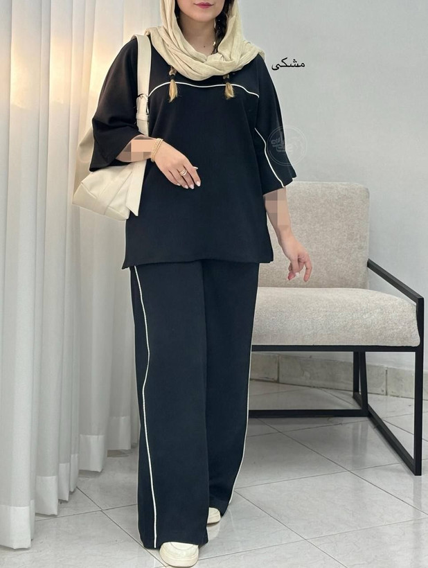 ست بلوز شلوار روژان قواره دار با جنس پارچه اکاردونی اعلا وارداتی