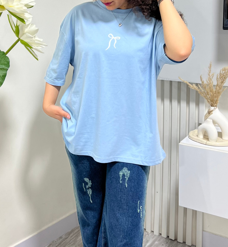 تیشرت باکسی طرح پاپیون پنبه ۱۰۰٪