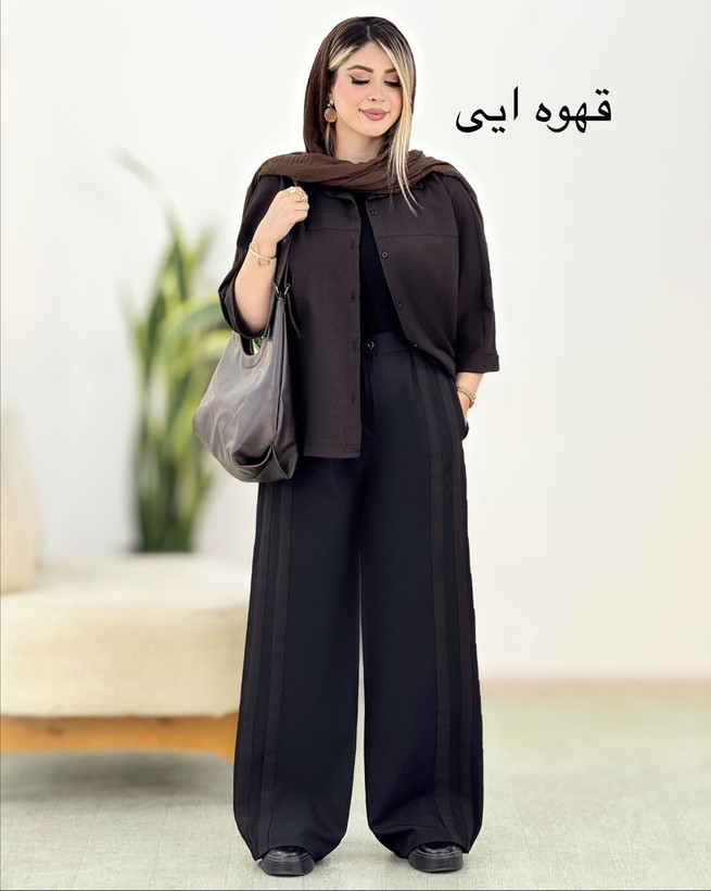 ست شومیز و شلوار دوخط درجه یک لینن درجه یک